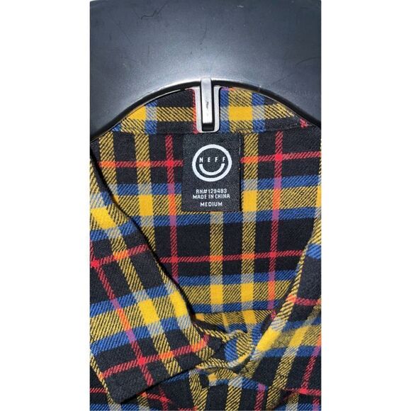Neff Men's Medium Flannel Shirt Plaid Long Sleeve NWT - Picture 3 of 3